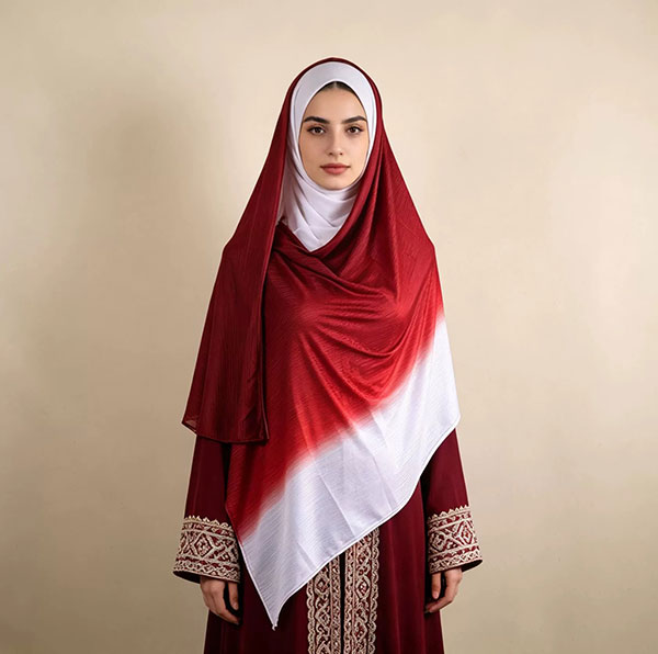 Trendy Gradient Long Thick Satin Shawl