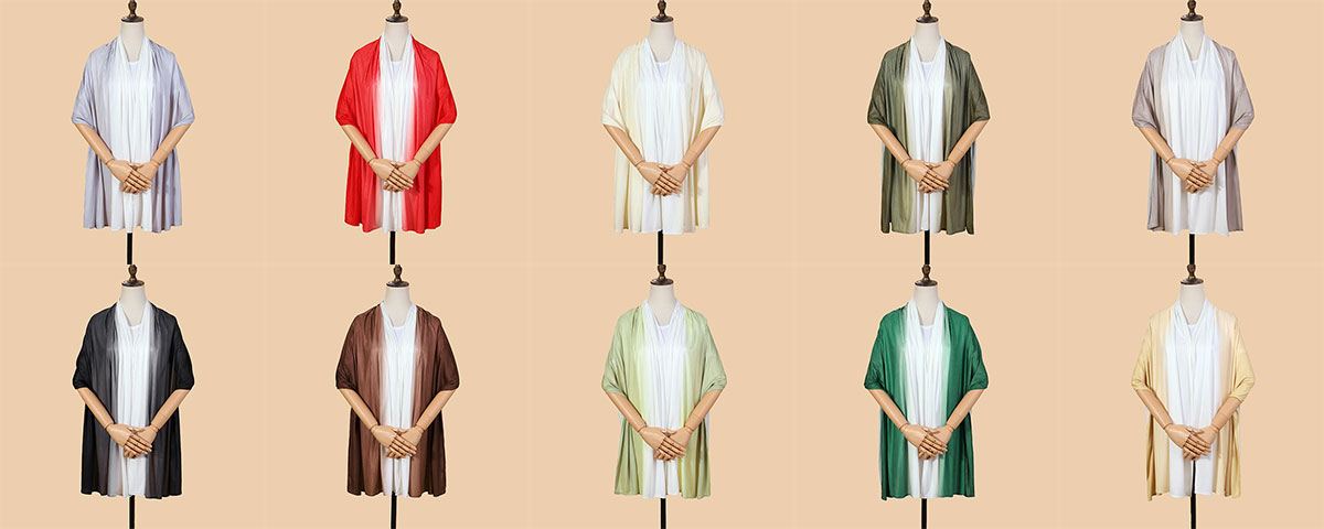 Trendy Gradient Long Thick Satin Shawl