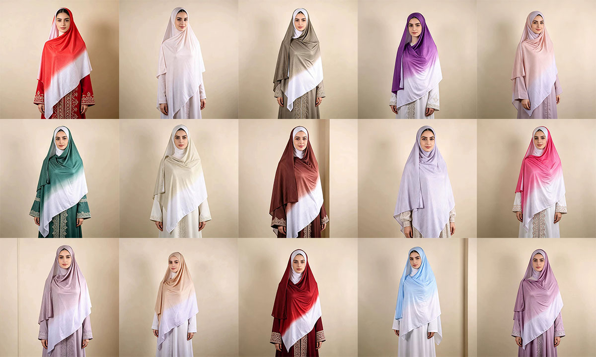 Trendy Gradient Long Thick Satin Shawl