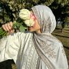 Lace Trimmed Embroidered Headscarf