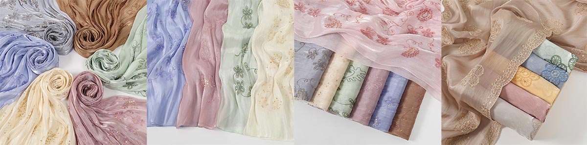 Lace Trimmed Embroidered Headscarf