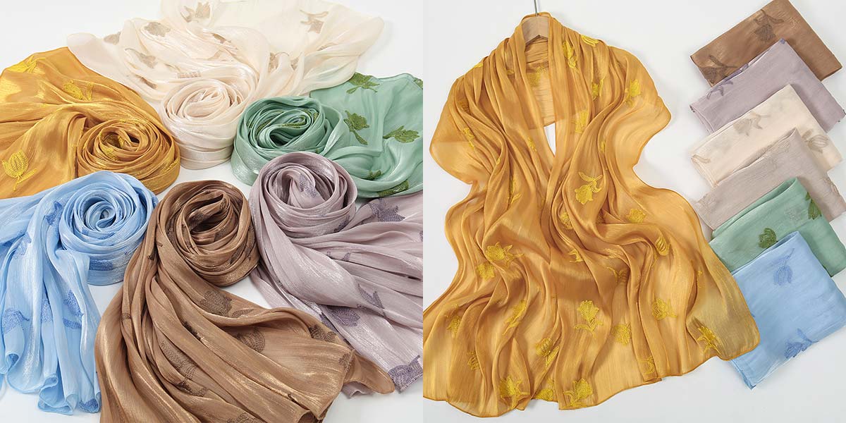 Seaside Sunscreen Embroidered Pleated Shawl
