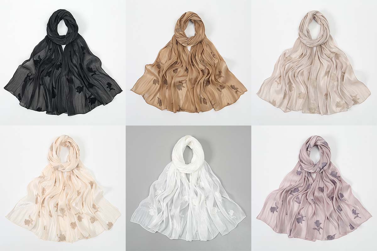 Seaside Sunscreen Embroidered Pleated Shawl
