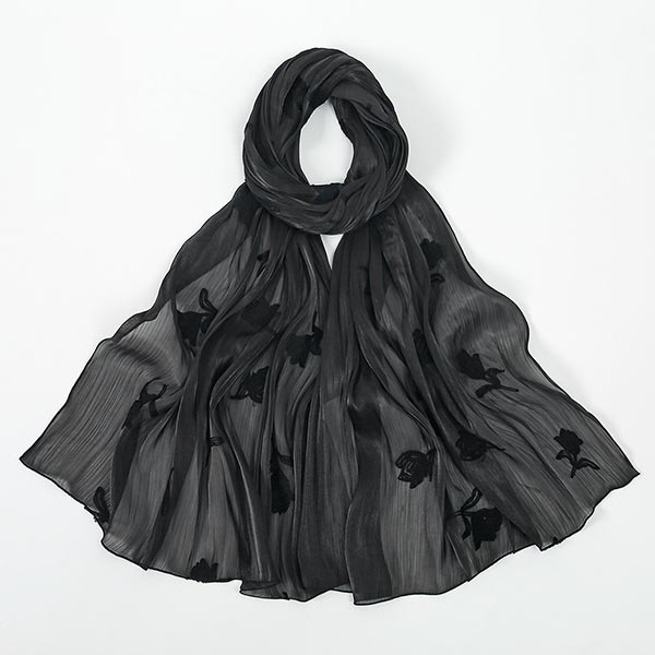 Seaside Sunscreen Embroidered Pleated Shawl