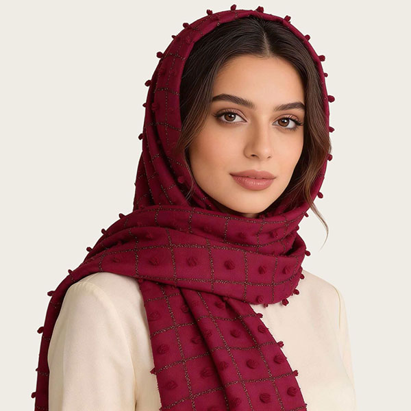 Winter Warm Rhinestone Pom-Pom Cotton Hijab
