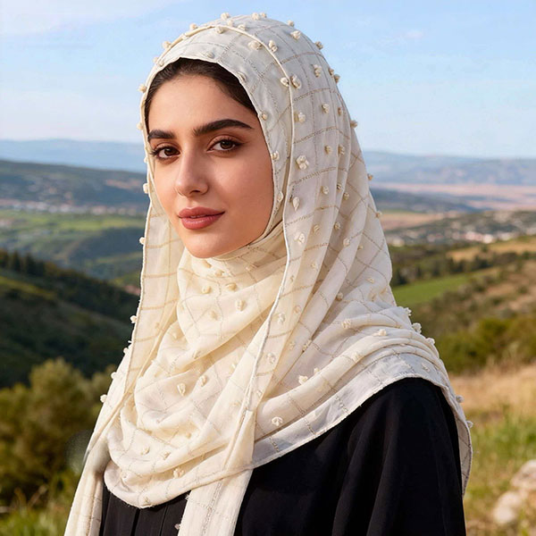 Winter Warm Rhinestone Pom-Pom Cotton Hijab