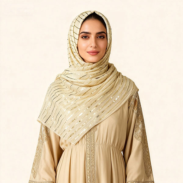 Autumn Monochrome Glitter Pleated Hijab