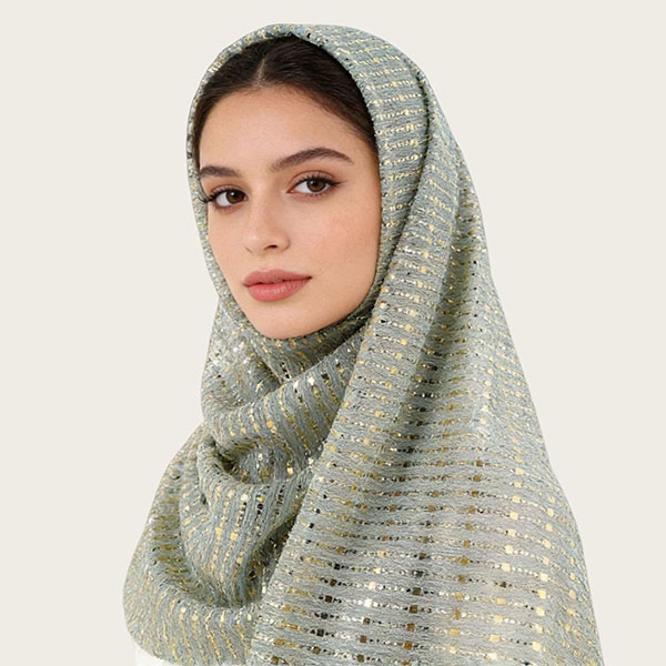 Autumn Monochrome Glitter Pleated Hijab