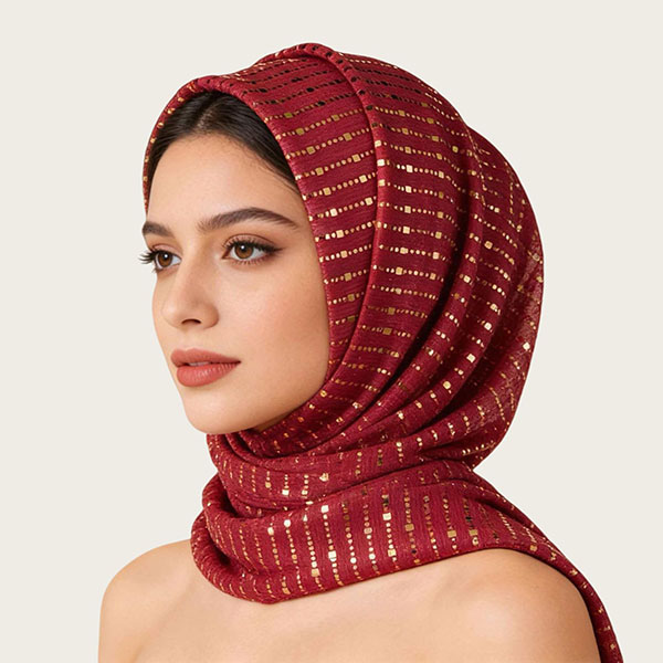Autumn Monochrome Glitter Pleated Hijab