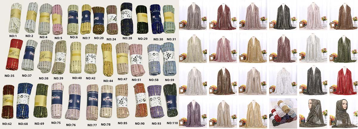 Autumn Monochrome Glitter Pleated Hijab