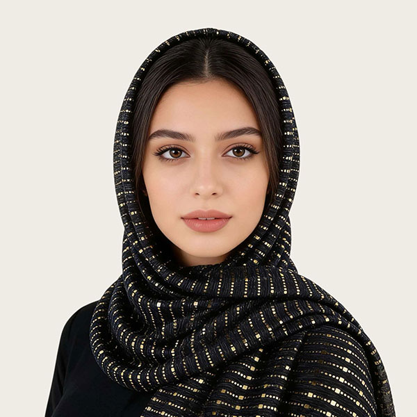 Autumn Monochrome Glitter Pleated Hijab