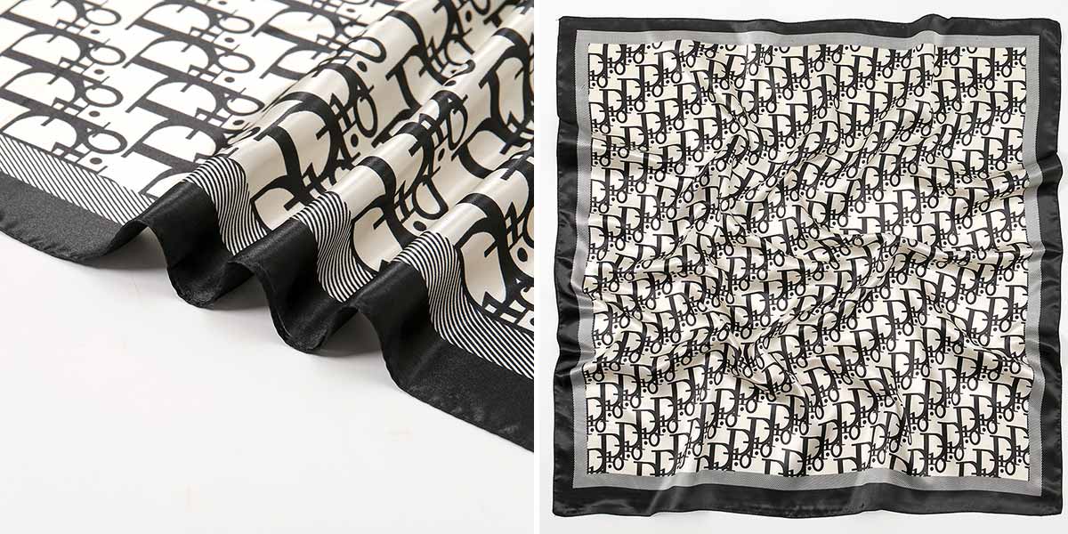 Letter Print Square Satin Headscarves