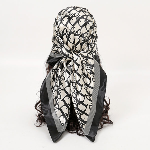 Letter Print Square Satin Headscarves Wholesale